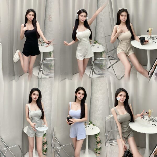 轉身就心動|回頭率100% 內建罩杯美背式後綁結連身口袋短褲